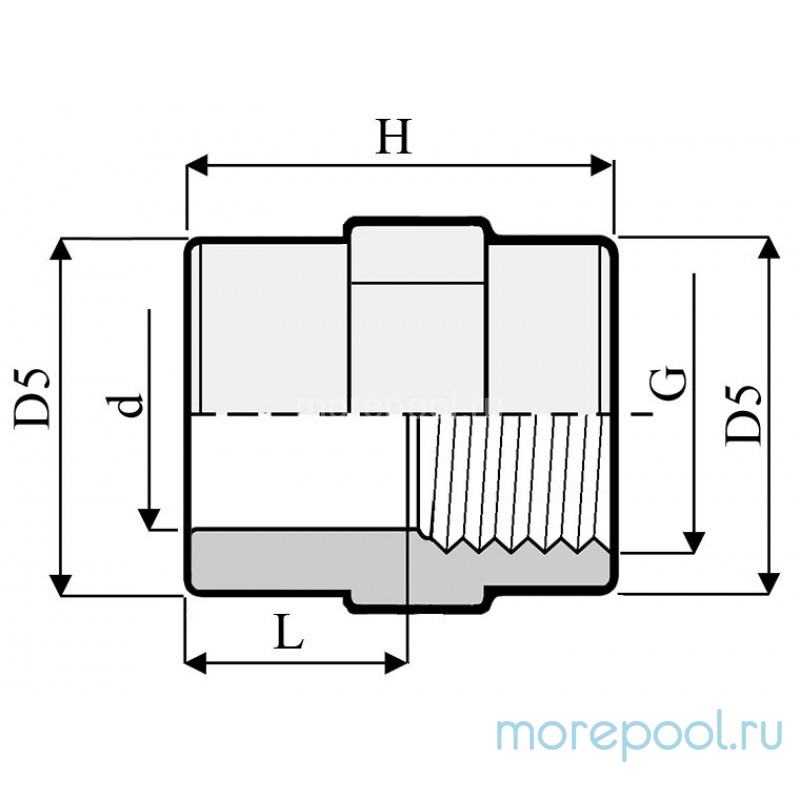 Переход ПВХ с ВР 1,0 МПа d_ 63х2"
