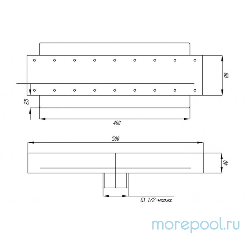 Аэромассажный элемент 500х80 (плитка) G1½" (наружн.) нерж. AISI-304