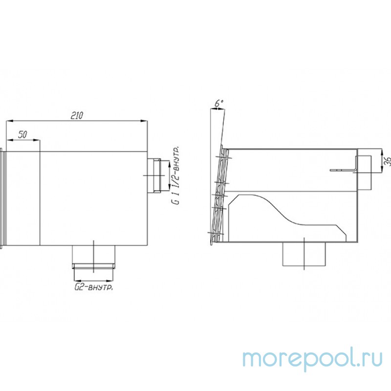 Скиммер нерж. ст. AISI-304 с узкой горловиной с сист. электронного контр. уровня воды 2" (композит)