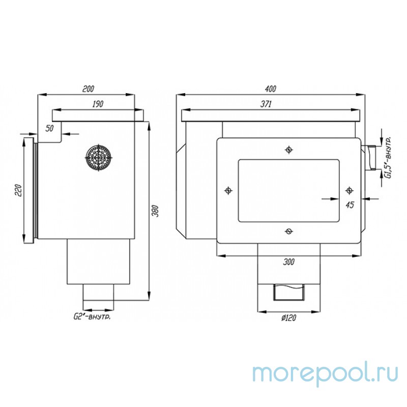 Скиммер нерж. ст. AISI-304 с системой электронного контроля уровня воды 2"ВР (пленка)