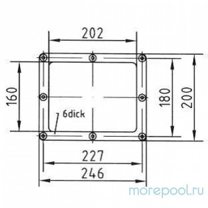Фланец в комлекте для скиммера 246х200мм, RG-бронза и накладка AISI-316