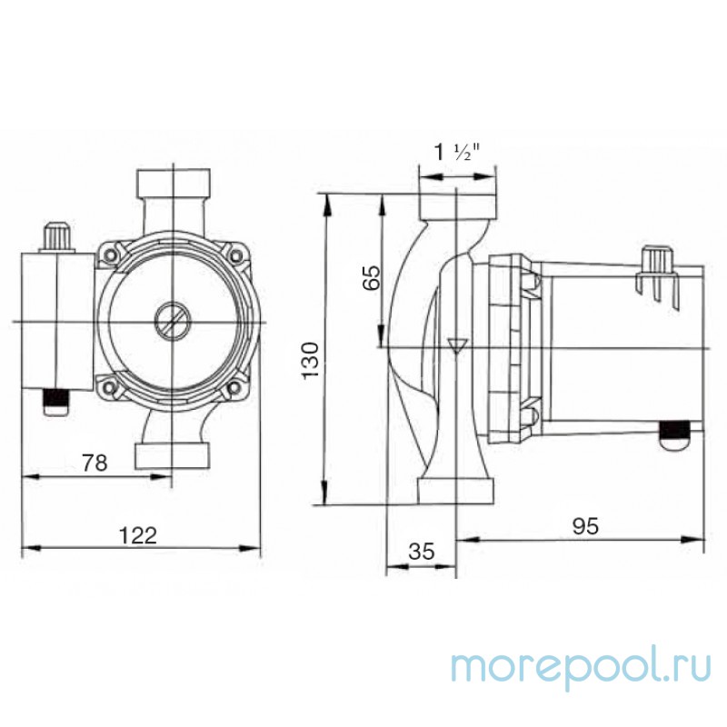 Циркуляционный насос для перекачки теплоносителя YOS40/6-130 с накидными гайками