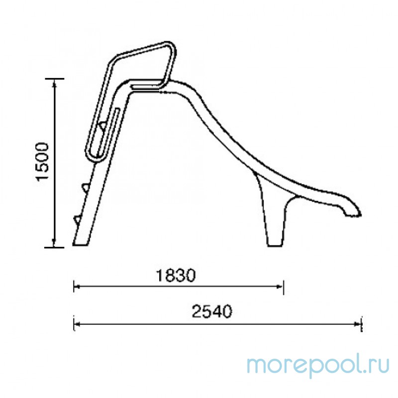 Горка прямая Pranaslide, выс 1,5м., поручни из алюм., цвет синий, Astralpool