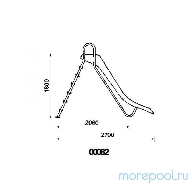 Желоб горки Straight, прямая, высота 1,8 м, цвет синий