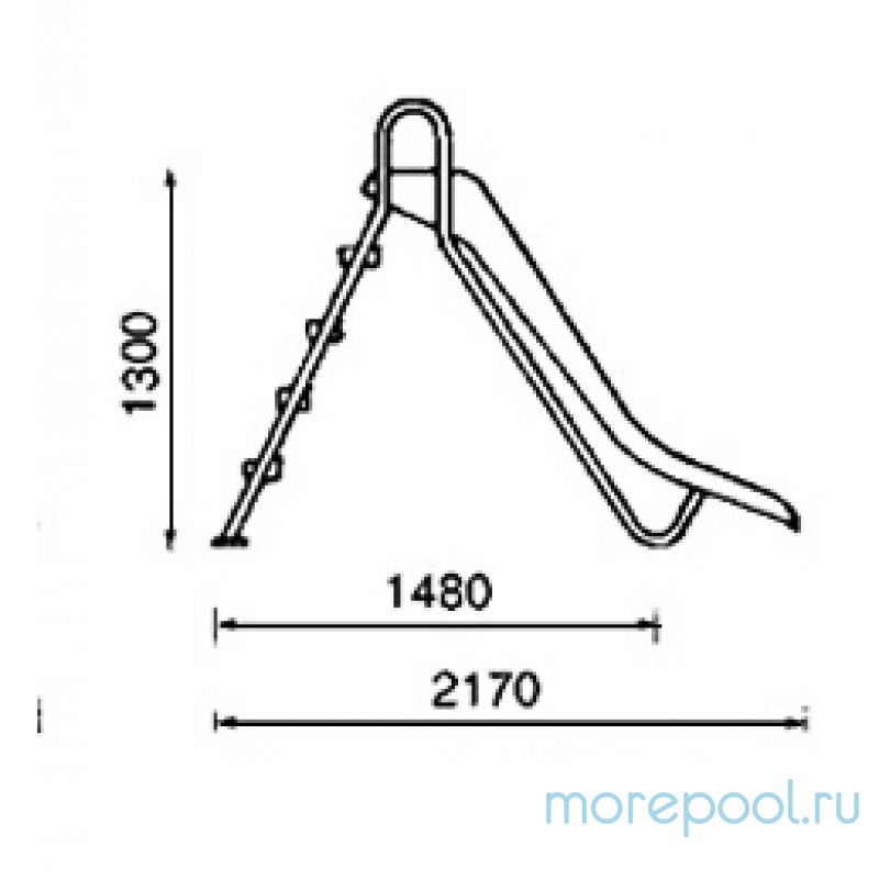 Горка прямая, выс 1,3м., поручни нерж. ст., цвет синий, Astralpool