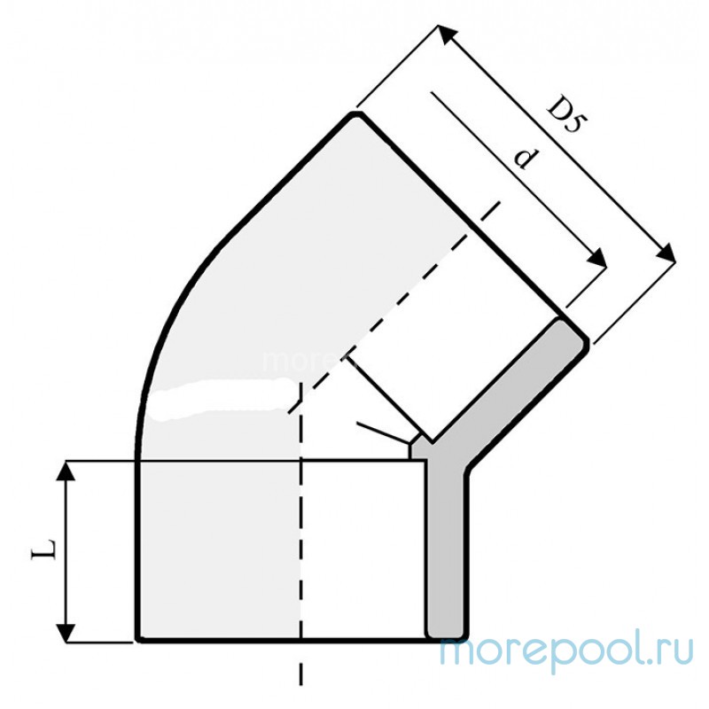 Угол 45 ПВХ 1,0 МПа d_225мм