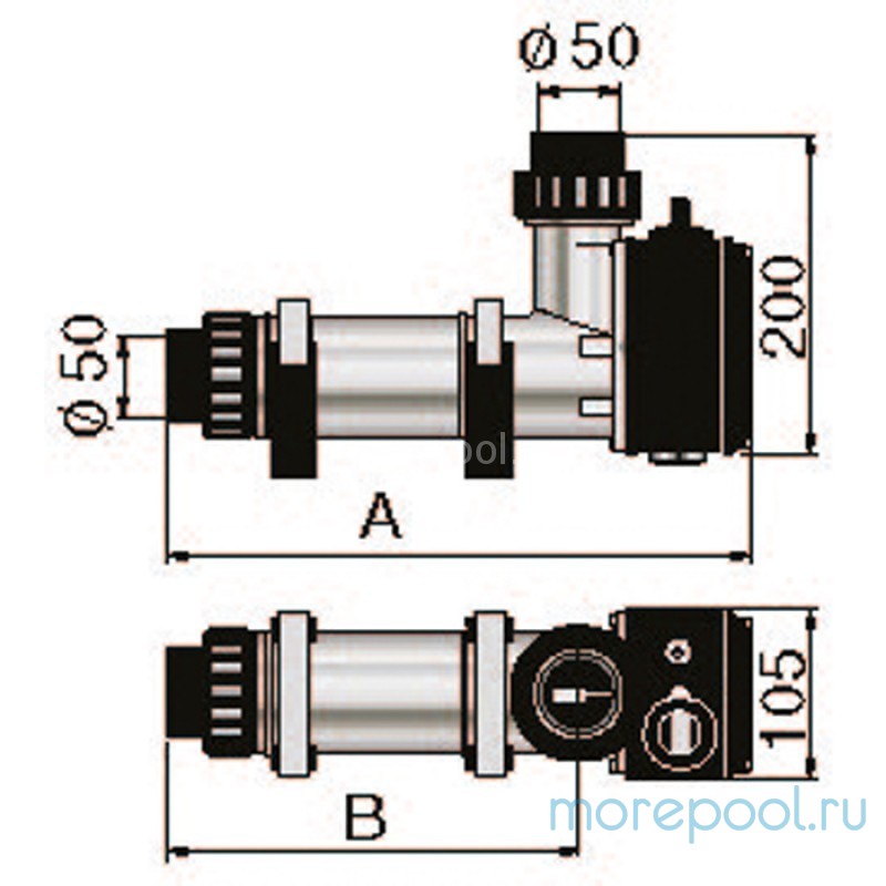 Водонагреватель 6 кВт Pahlen корпус пластик, тэн Incoloy825 д/п, термостат,реле перегрева,муфты d50