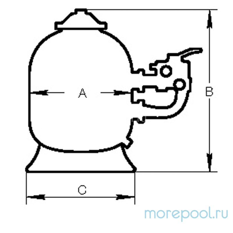Фильтр LS450, ламин., d.450мм, 8м³/ч, бок. подкл. 1½", без вентиля