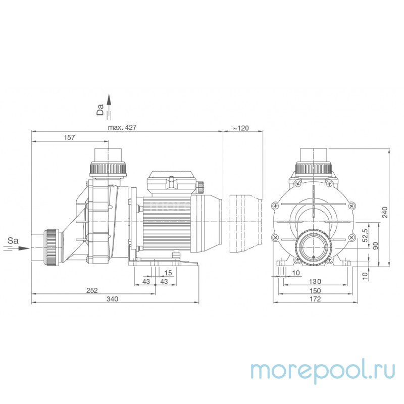 Насос BADU 45/16, без префильтра, 16 м³/ч, 1,2 кВт, 220В