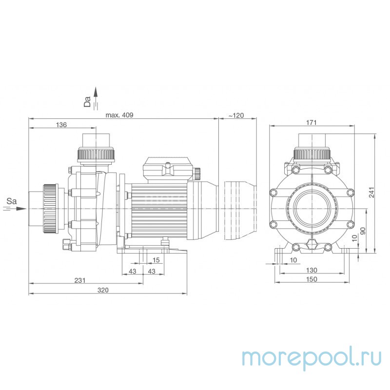 Насос BADU 46/15, без префильтра, 15 м³/ч, 0,97 кВт, 220В