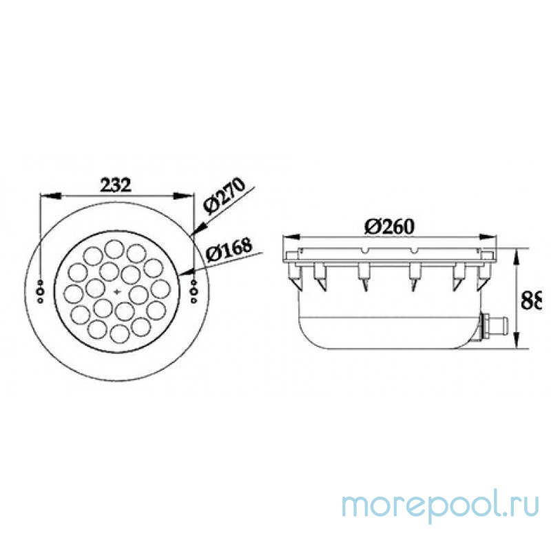 Светильник N607C, LED, белый холодный, встраиваемый, плитка, AISI304/ABS, 25Вт, 12В AC