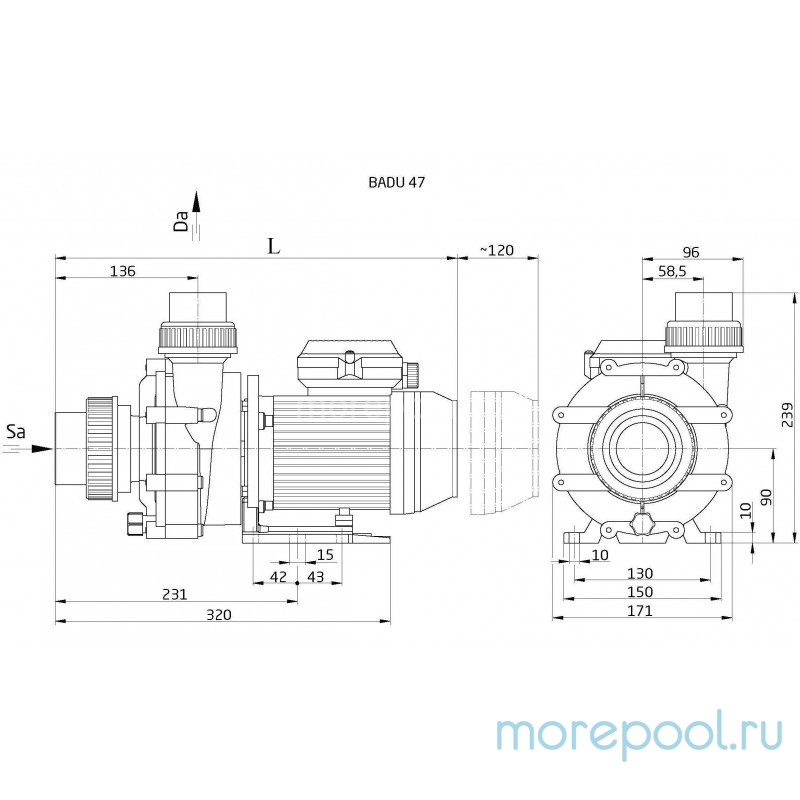 Насос BADU 47/16, без префильтра, 18 м³/ч, 0,97 кВт, 220В