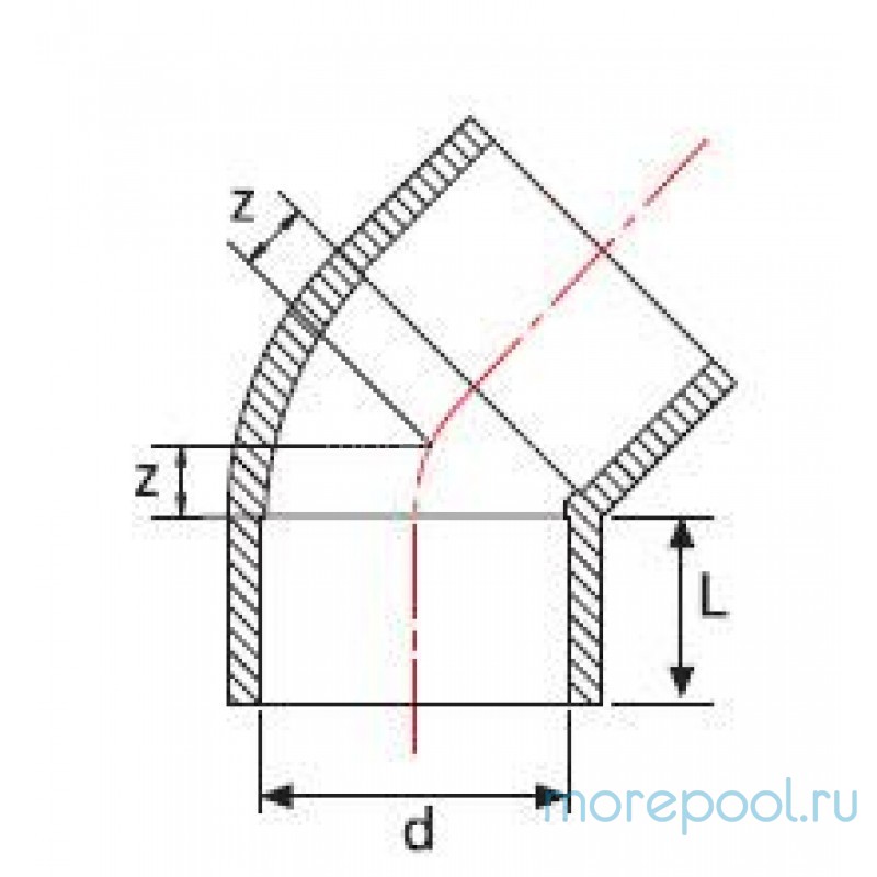 Угол 45 ПВХ Ø 400мм 1,0 Мпа