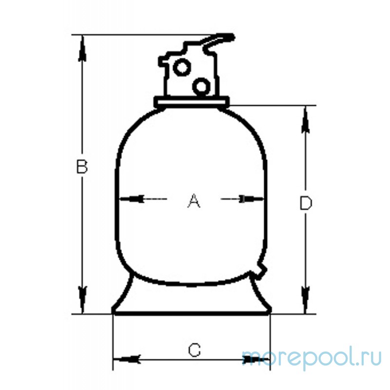 Фильтр KP700, шпул. навивки, d.700мм, 19м³/ч, верх.подкл. 1½", без вентиля