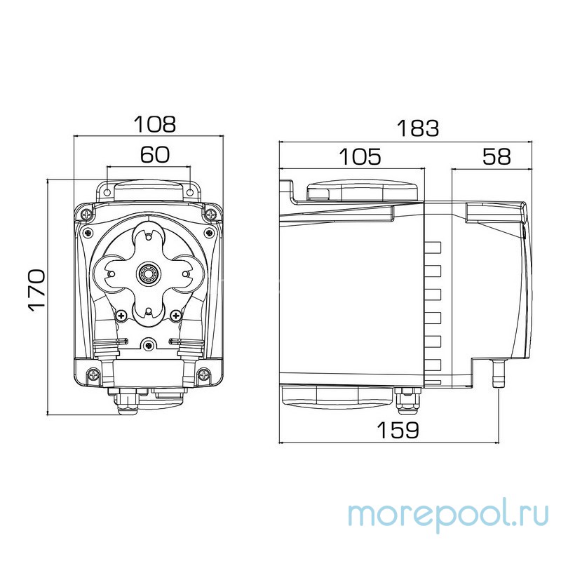 Насос дозир. перистальтический BH3-V PER 100-1 90/260V NORPRENE