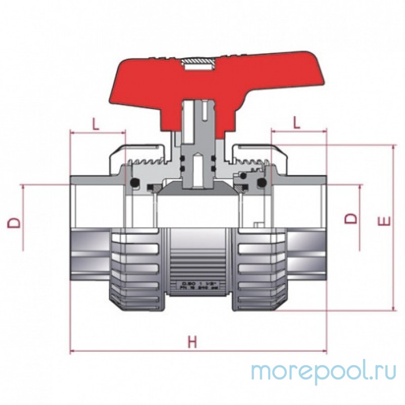 Шаровый кран ПВХ Ø 90 1,0 Мпа