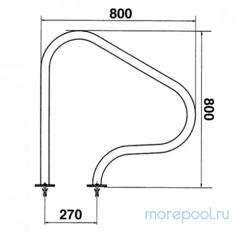 Поручень для выхода из бассейна 800 х 800мм., AISI-316 (2шт.)