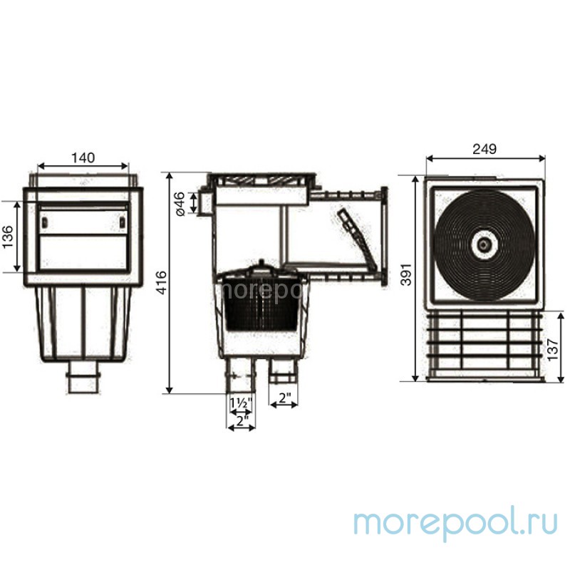 Скиммер , пленка 15 л. подкл. внутр. 1½" (винт)
