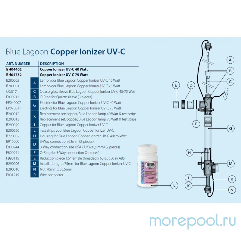 Ультрафиолетовая установка с медным ионизатором COPPER IONIZER UV-C 75W