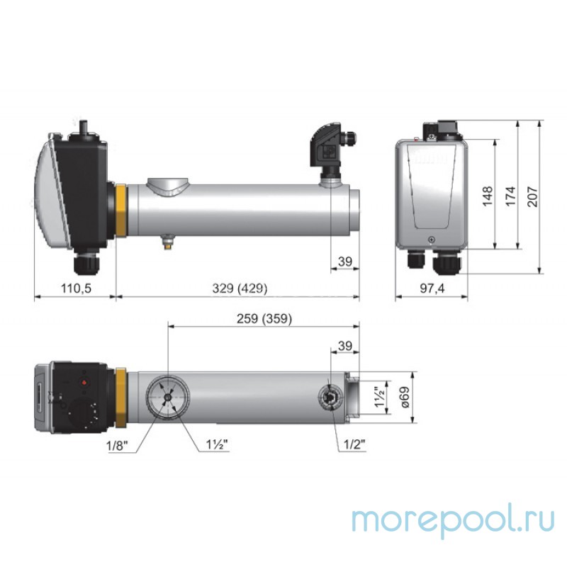 Водонагреватель 12кВт Pahlen корпус AISI-316, тэн Incoloy825 д/д, термостат, реле перегрева,380V