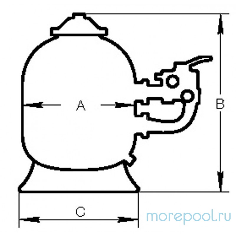 Фильтр KS700, шпул. навивки, d.700мм, 19м³/ч, бок. подкл. 1½", без вентиля