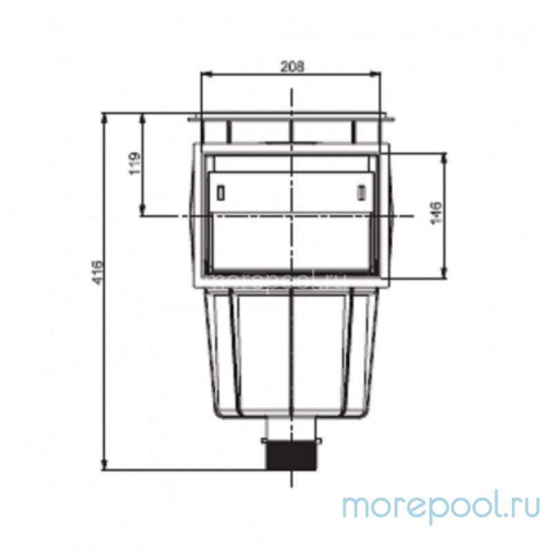Скиммер из ABS-пластика, 15 л. cо стандарт. раструбом, подкл.внутр. 2"-1½", плитка