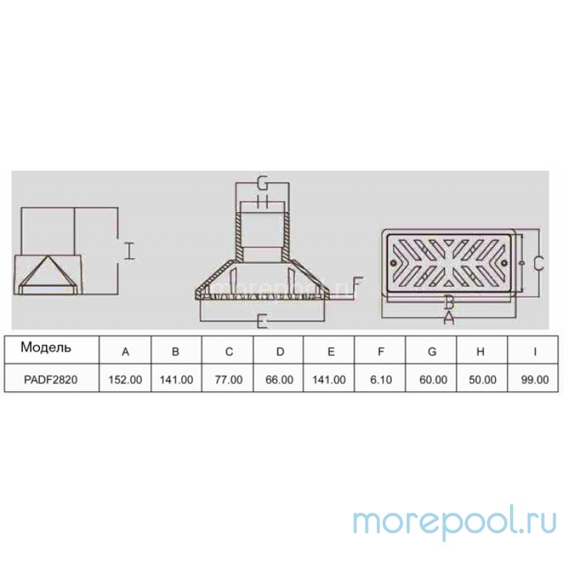 Форсунка для переливного жёлоба, подкл. 50мм