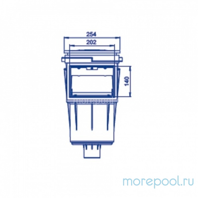 Скиммер из ABS-пластика, 17,5 л. cо стандарт. удлин. раструбом, подкл.внутр. 2"-1½", плитка