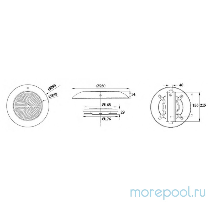 Светильник W807, LED, RGB 4 пр., накладной, бетон, 30Вт, 12В DC, AISI-316