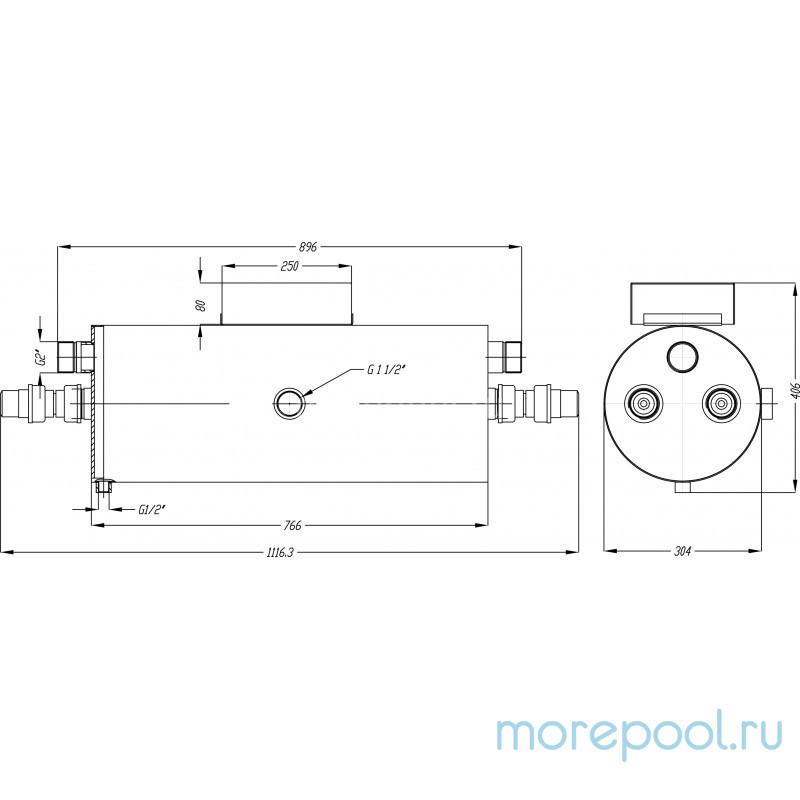 Ультрафиолетовая установка УФУ- 20 с ультразвуком, 20 м3/ч, AISI-321, 40мДж/см2