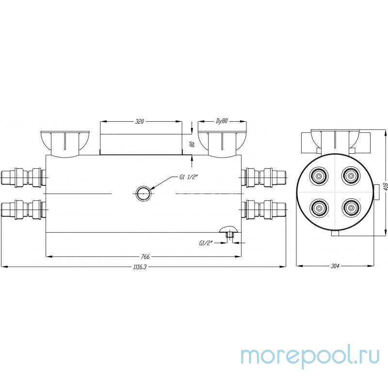 Ультрафиолетовая установка УФУ- 50 с ультразвуком, 50 м3/ч, AISI-321, 40мДж/см2