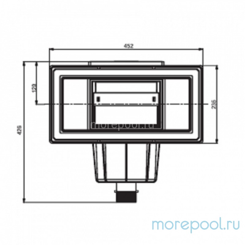 Скиммер из ABS-пластика, 15 л. c широким раструбом, подкл.внутр. 2"-1½", пленка