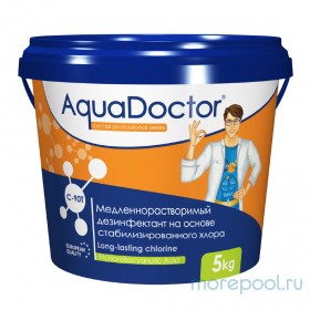 Дезинфецирующие таблетки для бассейна на основе хлора длительного действия AquaDoctor C-90T 5кг