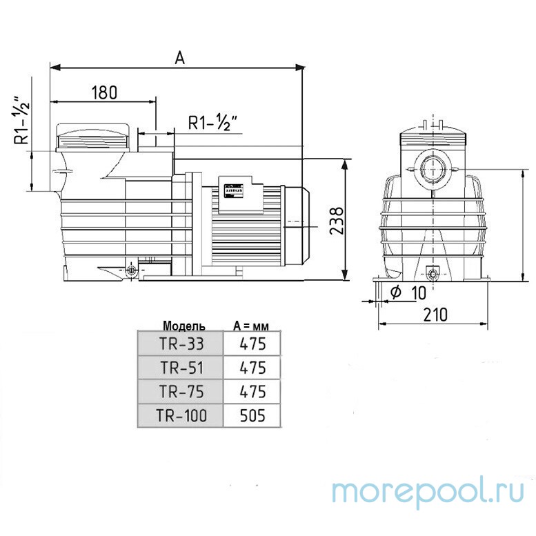 Насос Fiberpool TR-51 однофазный (XBTRM005) (с префильтром)
