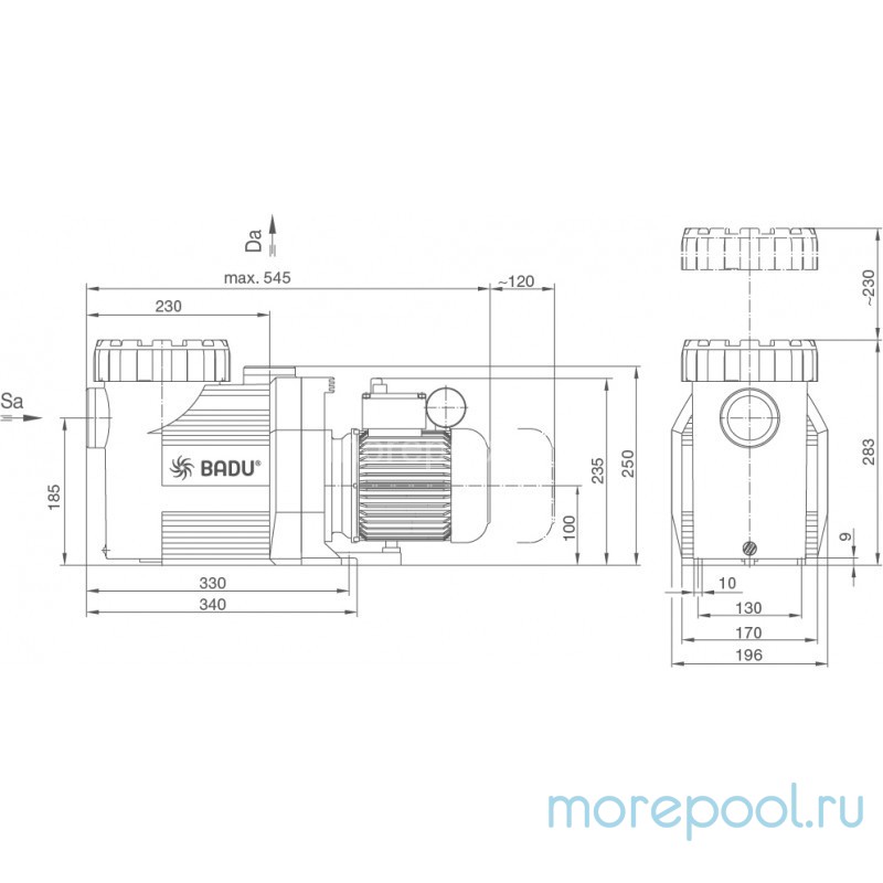 Насос BADU Prime 11, с префильтром, 11 м³/ч, 0,69/0,45 кВт, 220В