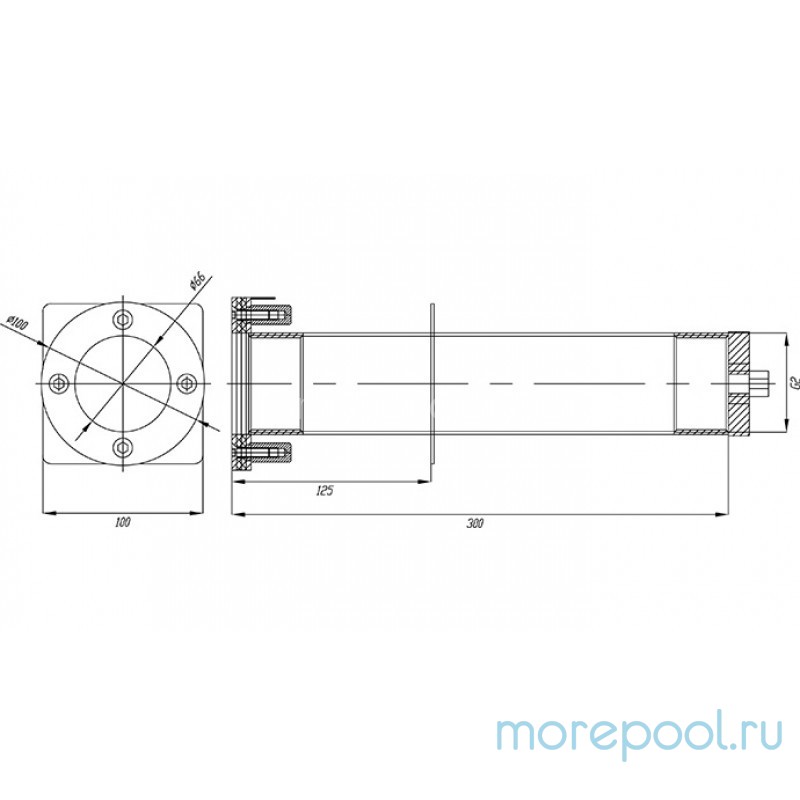 Закладная для светильника ПС.05, дл.300 нерж. ст. AISI-304 подкл. 2" (Внутр.)(плитка)
