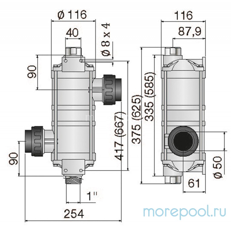 Теплообменник 75 кВт Pahlen HI-TEMP из термостойкого пластика с титановой спиралью