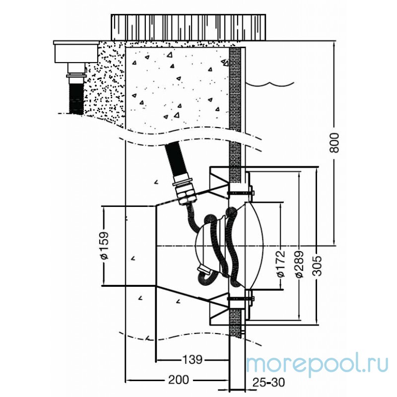 Светильник встраиваемый Pahlen п/бетон 300Вт/12В, нерж.сталь AISI-316, кабель 2,5м