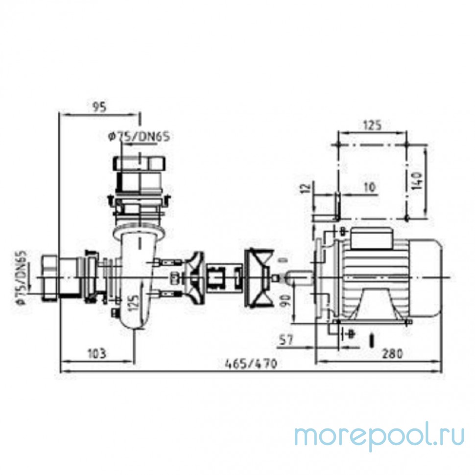 Насос Fitstar 7753650 (220/380В, без пф, 63м3/ч, 2.6Квт) всас. вых. FB 65, напорн. вых. FB 65 (без префильтра)