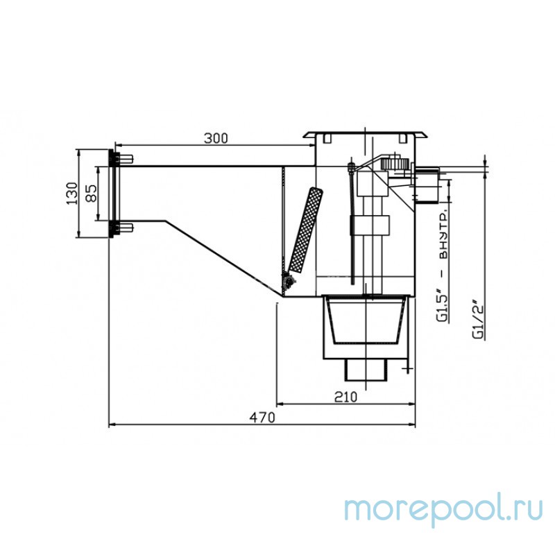 Скиммер нерж. ст. AISI-304 с камерой долива и расширенной горловиной пленка