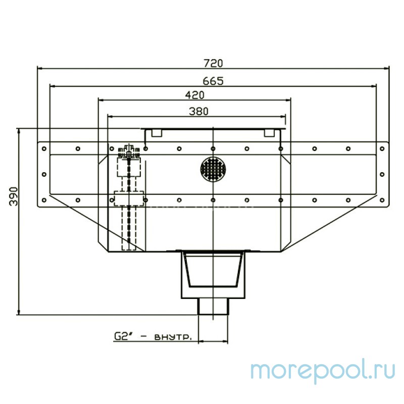 Скиммер нерж. ст. AISI-304 с камерой долива и расширенной горловиной пленка