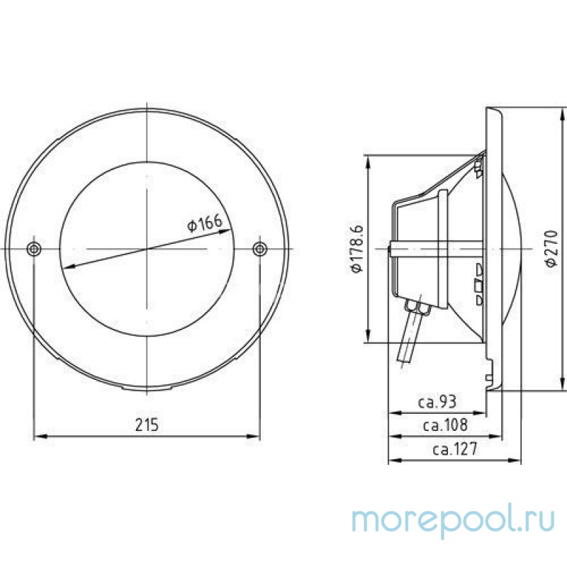 Светильник галоген.Vitalight 300Вт,12В, накладка AISI-316L, корпус RG-бронза, бетон, каб. 2м