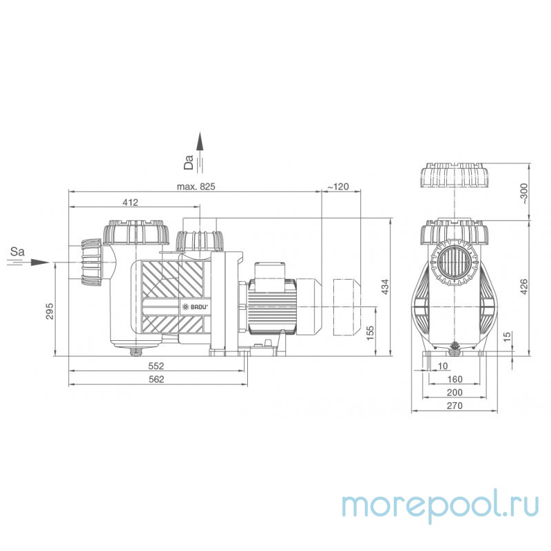 Насос BADU Prime 48, с префильтром, 48 м³/ч, 3,45/2,60 кВт, 220В