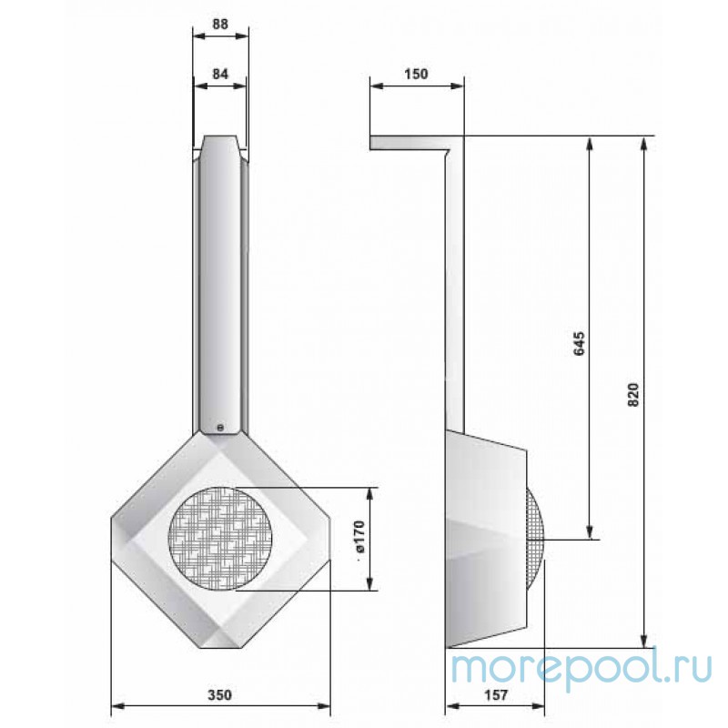 Светильник навесной Pahlen 300Вт/12В, нерж.сталь AISI-316, кабель 2,5м
