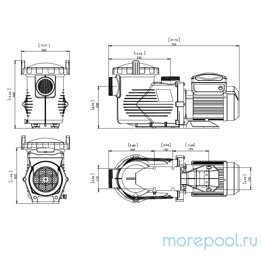 Насос EPV200 (220В, 29 м3/ч, 2HP) с пер. скор.