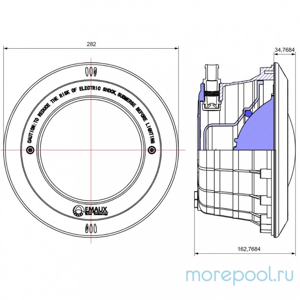 Корпус прожектора Aquaviva PAR56 NP300-S накладка, латунные вставки (нержавейка)