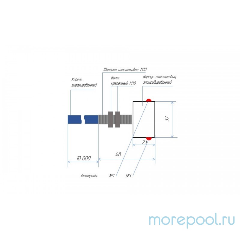 Панель управления уровнем воды."Скиммер мал. П" (БлокТРИТОН-1+Датч. ским-ный ДС-1+ креп. профиль)