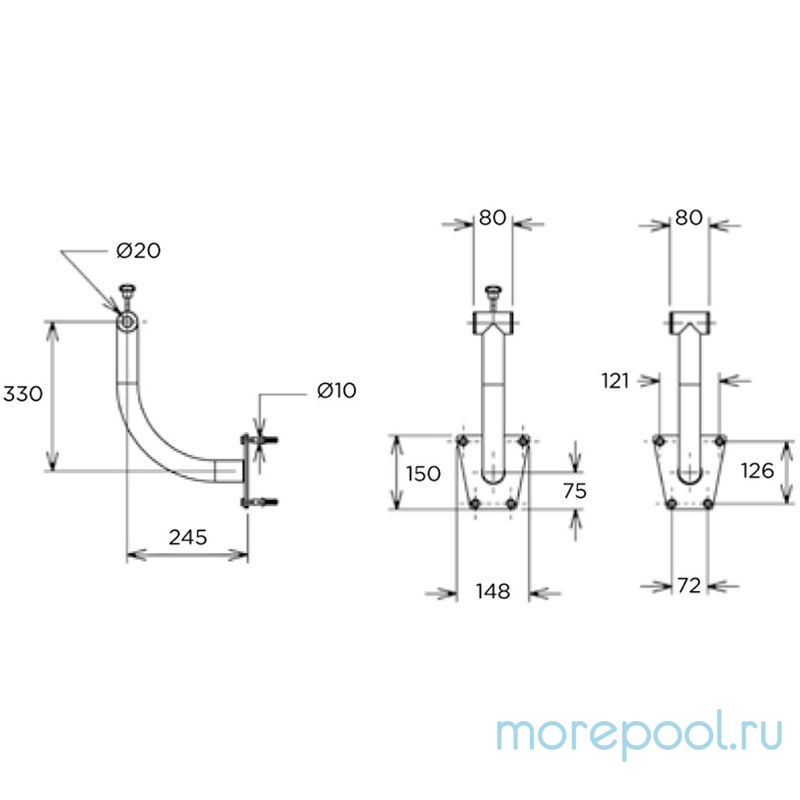 Опоры для наматывающего устройства Flexinox 87197061 (крепление на стену), с фланцами