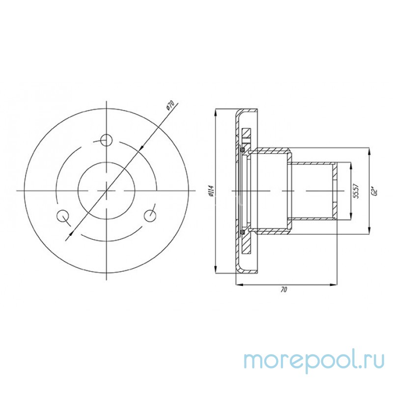 Светильник светодиодный D114, 5Вт/12В, бел. свеч., нерж.сталь AISI-304, G2"(наружн.)