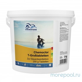 Кемохлор-Т медленнорастворимый стабилизированный хлор 90% в таблетках 200гр., 5 кг